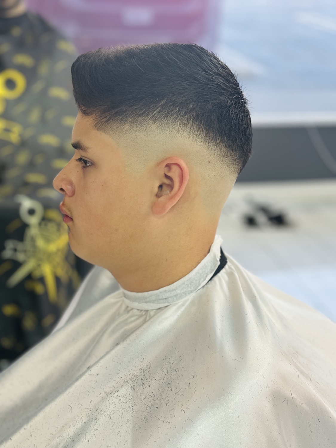 High fade with textured top