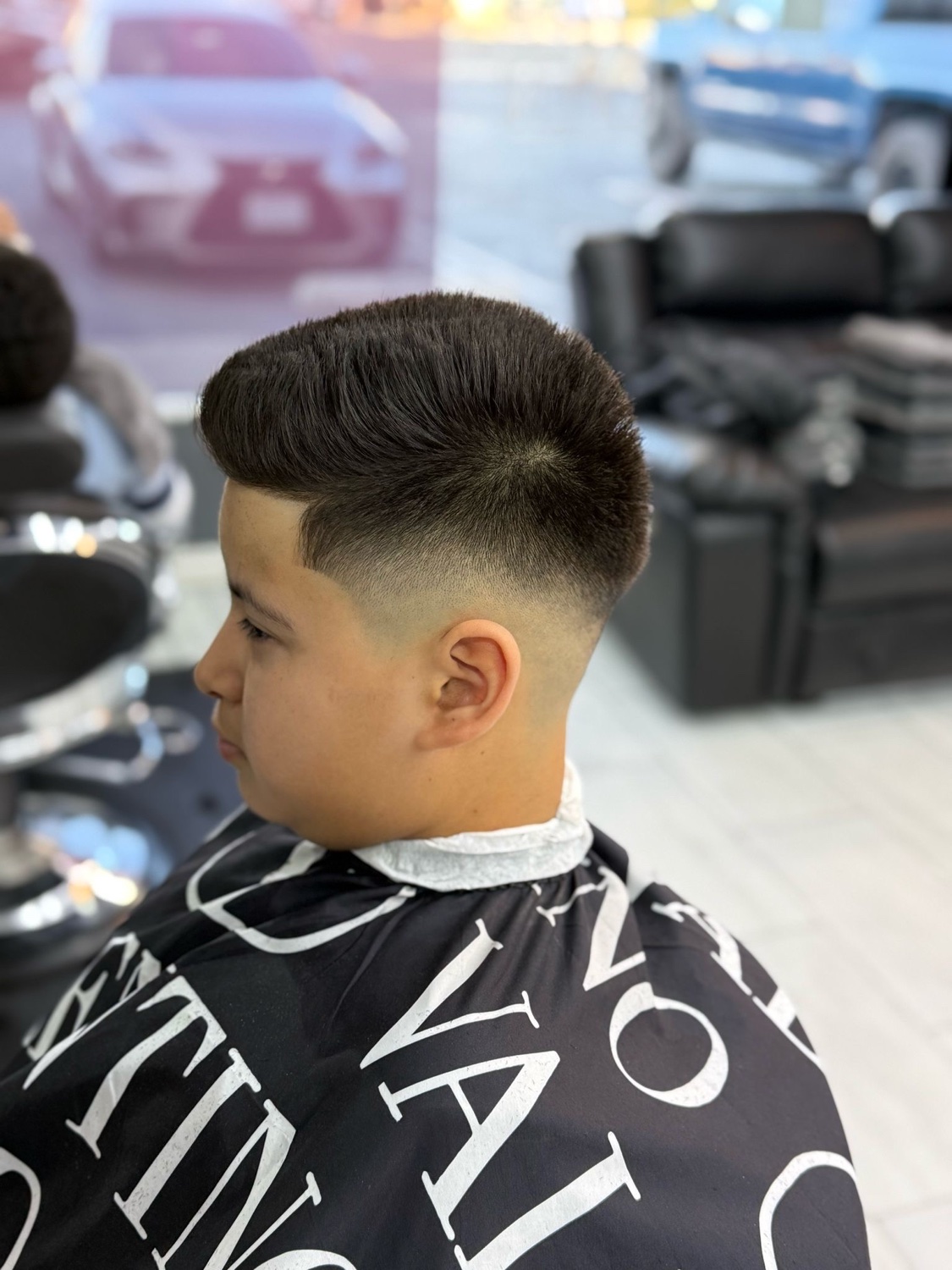 High fade with textured top